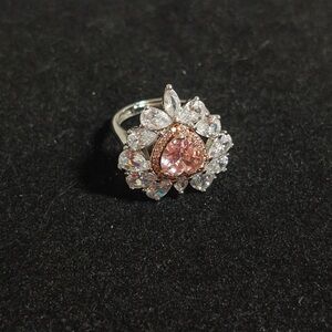 Adjustable Pink and Diamond Ring